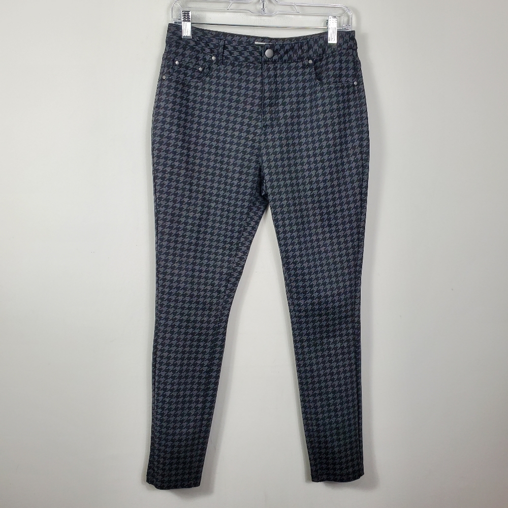 AVEC LES FILLES Houndstooth Skinny Pants Womens Size S Pockets Stretch Comfort
